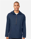 North End NE810 Men's Aura Lightweight Packable Anorak - Classic Navy/ Carbon - model front