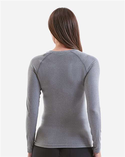 Onna NN370 Women's Unstoppable Long Sleeve Fresh Underscrub Base Layer T-Shirt - Heather Grey - model back