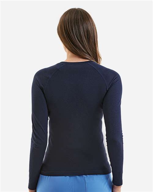Onna NN370 Women's Unstoppable Long Sleeve Fresh Underscrub Base Layer T-Shirt - Navy Heather - model back