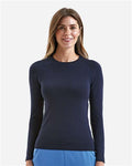 Onna NN370 Women's Unstoppable Long Sleeve Fresh Underscrub Base Layer T-Shirt - Navy Heather - model front