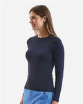 Onna NN370 Women's Unstoppable Long Sleeve Fresh Underscrub Base Layer T-Shirt - Navy Heather - model side