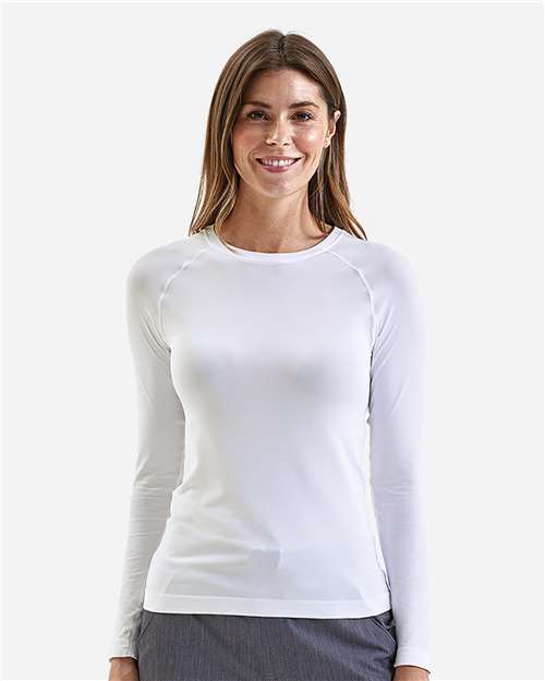 Onna NN370 Women's Unstoppable Long Sleeve Fresh Underscrub Base Layer T-Shirt - White - model front