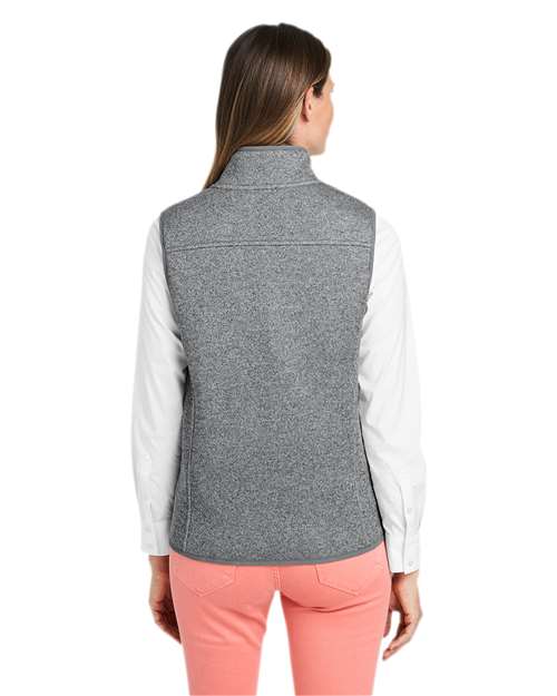 vineyard vines O001411 Women's Mountain Sweater Fleece Vest - Grey Heather - model back