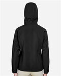 North End 78166 Women's Prospect Two-Layer Fleece Bonded Soft Shell Hooded Jacket - Black - model back