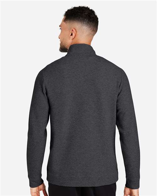 North End NE725 Men's Spirit Textured Quarter-Zip Pullover - Black Heather  - model back