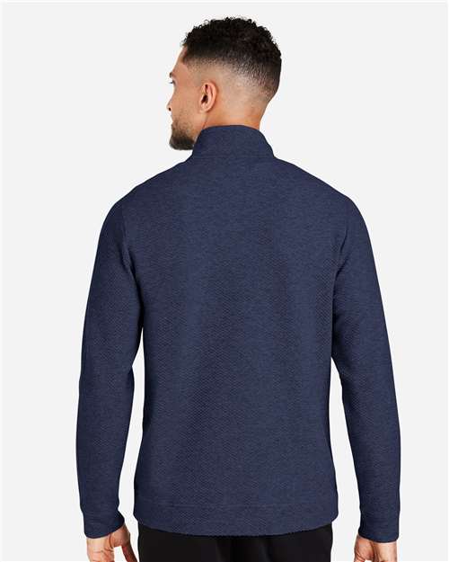 North End NE725 Men's Spirit Textured Quarter-Zip Pullover - Classic Navy Heather - model back