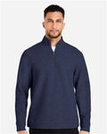 North End NE725 Men's Spirit Textured Quarter-Zip Pullover - Classic Navy Heather - model front