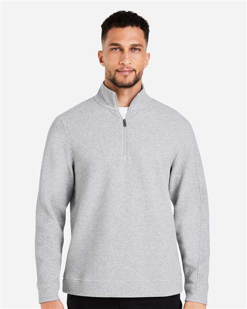 North End NE725 Men's Spirit Textured Quarter-Zip Pullover - Platinum Heather - model front