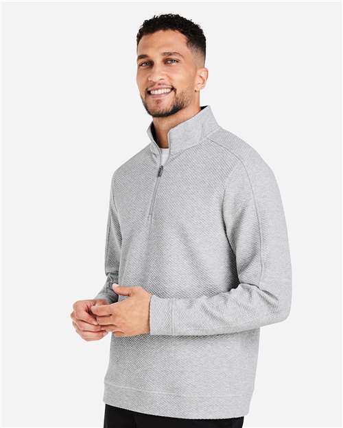 North End NE725 Men's Spirit Textured Quarter-Zip Pullover - Platinum Heather - model side