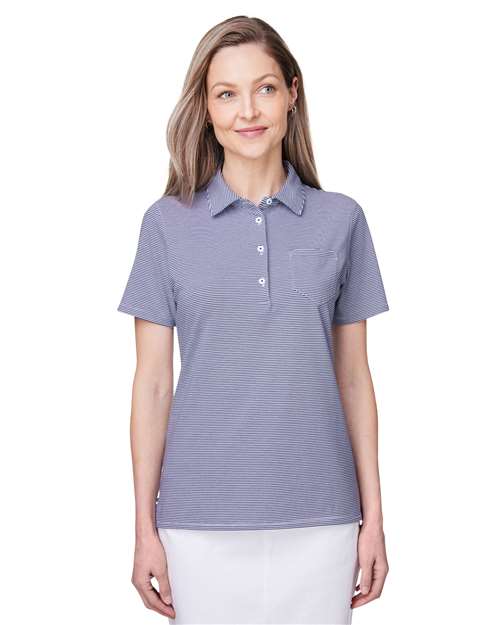 vineyard vines G001320 Women's Fanshell Polo - Deep Bay/ White Cap - model front