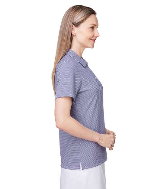vineyard vines G001320 Women's Fanshell Polo - Deep Bay/ White Cap - model side