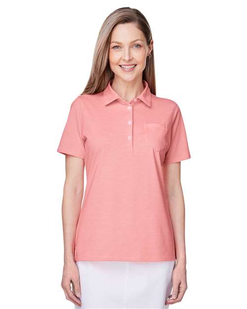 vineyard vines G001320 Women's Fanshell Polo - White Cap/Fiery Coral - model front