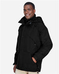 North End 88007 Men's 3-in-1 Parka with Dobby Trim - Black - model side