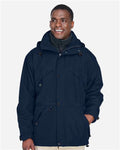 North End 88007 Men's 3-in-1 Parka with Dobby Trim - Midnight Navy - model front