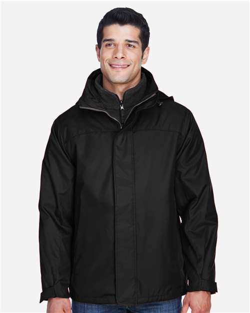 North End 88130 Men's 3-in-1 Insulated Jacket - Black - model front