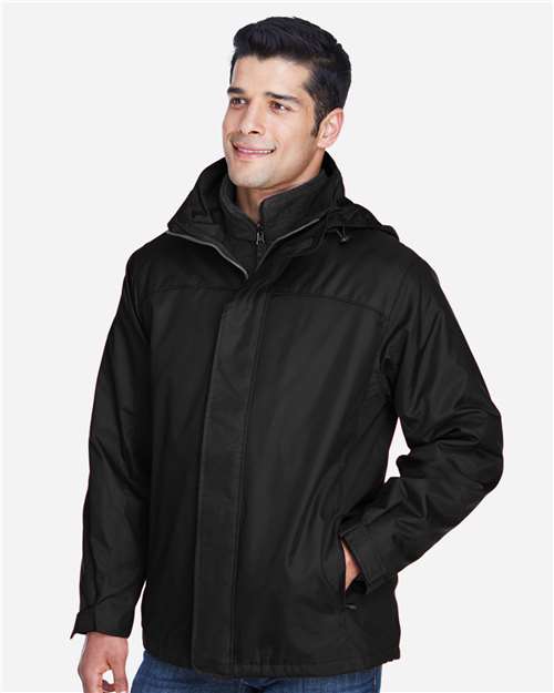 North End 88130 Men's 3-in-1 Insulated Jacket - Black - model side