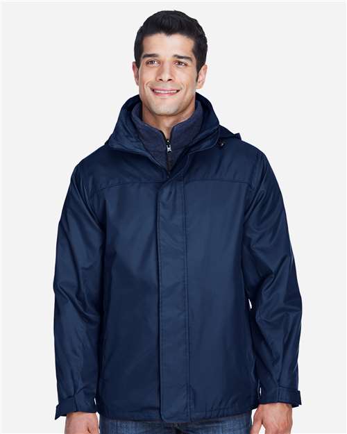 North End 88130 Men's 3-in-1 Insulated Jacket - Midnight Navy - model front