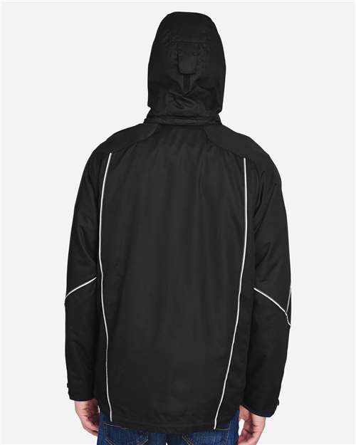North End 88196 Men's Angle 3-In-1 Jacket with Bonded Fleece Liner - Black - model back