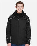 North End 88196 Men's Angle 3-In-1 Jacket with Bonded Fleece Liner - Black - model front