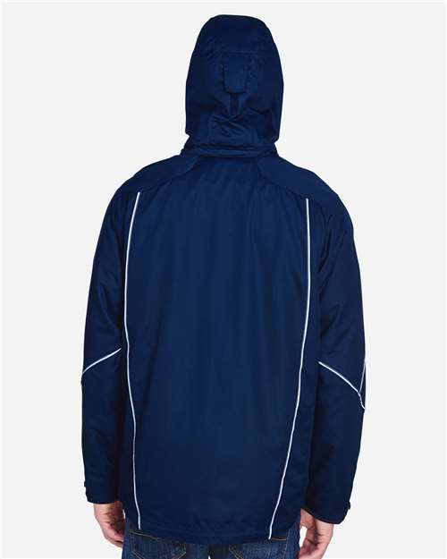 North End 88196 Men's Angle 3-In-1 Jacket with Bonded Fleece Liner - Night - model back