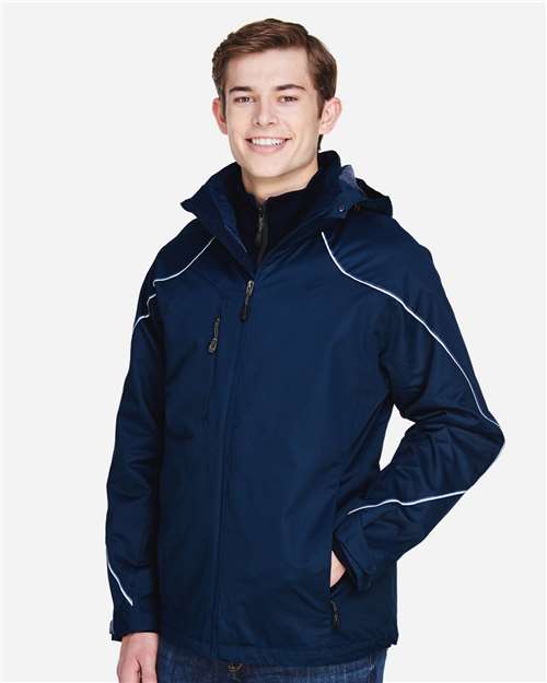 North End 88196 Men's Angle 3-In-1 Jacket with Bonded Fleece Liner - Night - model side
