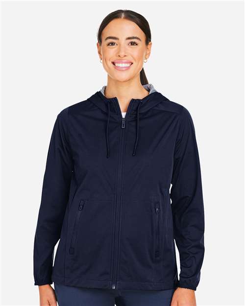 North End NE75W Women's Network Lightweight Jacket - Classic Navy Heather - model front