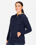 North End NE75W Women's Network Lightweight Jacket - Classic Navy Heather - model side