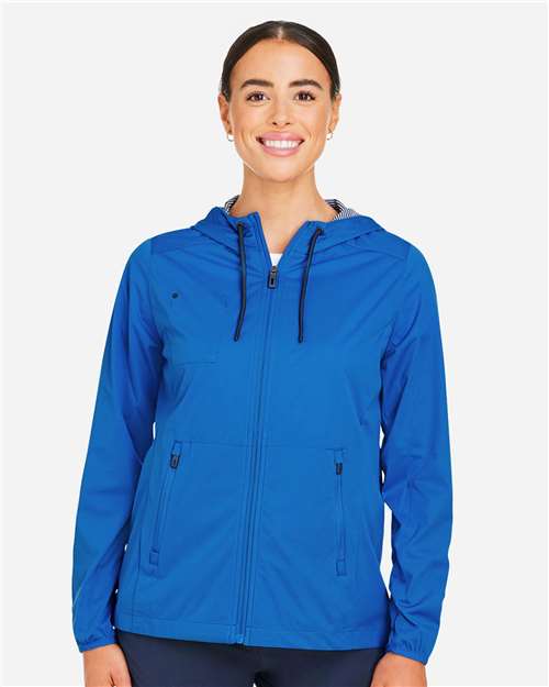 North End NE75W Women's Network Lightweight Jacket - Light Nautical Blue Heather - model front