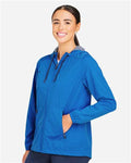 North End NE75W Women's Network Lightweight Jacket - Light Nautical Blue Heather - model side