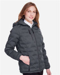 North End NE708W Women's UTK SubDown Loft Puffer Jacket - Carbon/ Black - model side
