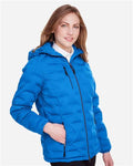 North End NE708W Women's UTK SubDown Loft Puffer Jacket - Olympic Blue/ Carbon - model side