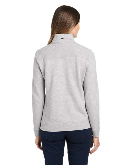 vineyard vines K002795 Women’s Collegiate Shep Quarter-Zip Sweatshirt - Grey Heather - model back