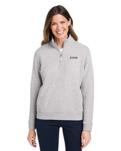 vineyard vines K002795 Women’s Collegiate Shep Quarter-Zip Sweatshirt - Grey Heather - model front