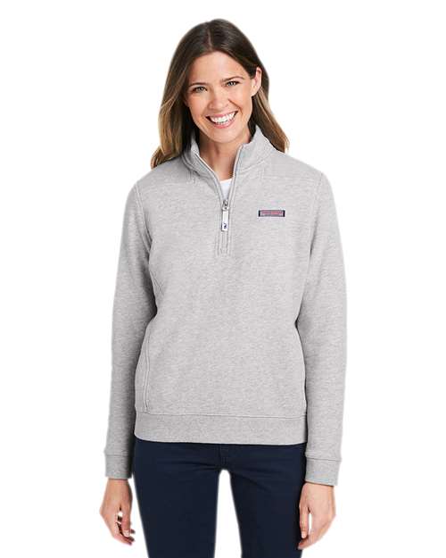 vineyard vines K002795 Women’s Collegiate Shep Quarter-Zip Sweatshirt - Grey Heather - model front