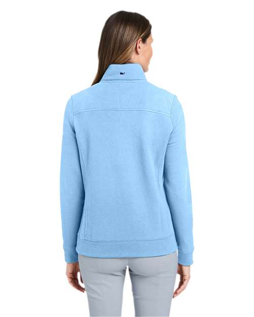 vineyard vines K002795 Women’s Collegiate Shep Quarter-Zip Sweatshirt - Jake Blue - model back