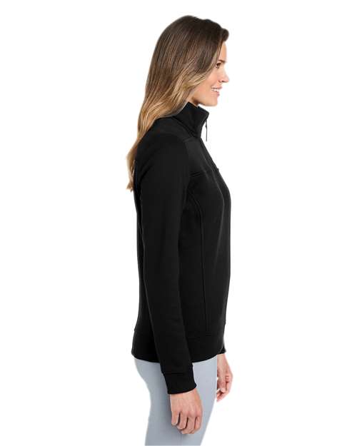vineyard vines K002795 Women’s Collegiate Shep Quarter-Zip Sweatshirt - Jet Black - model side