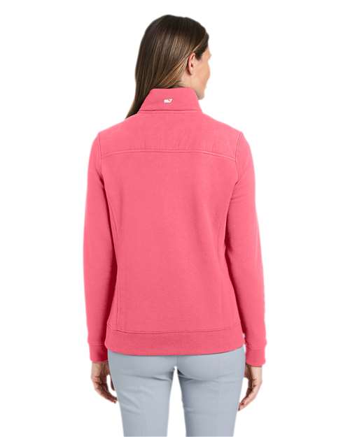 vineyard vines K002795 Women’s Collegiate Shep Quarter-Zip Sweatshirt - Jetty Red - model back