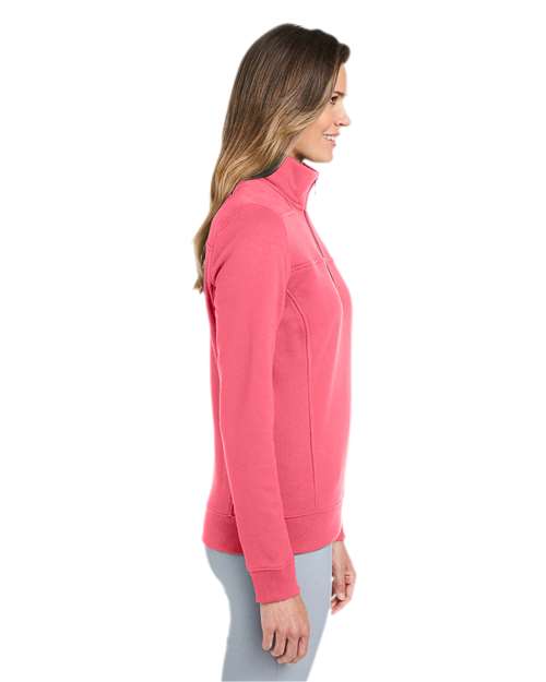 vineyard vines K002795 Women’s Collegiate Shep Quarter-Zip Sweatshirt - Jetty Red - model side