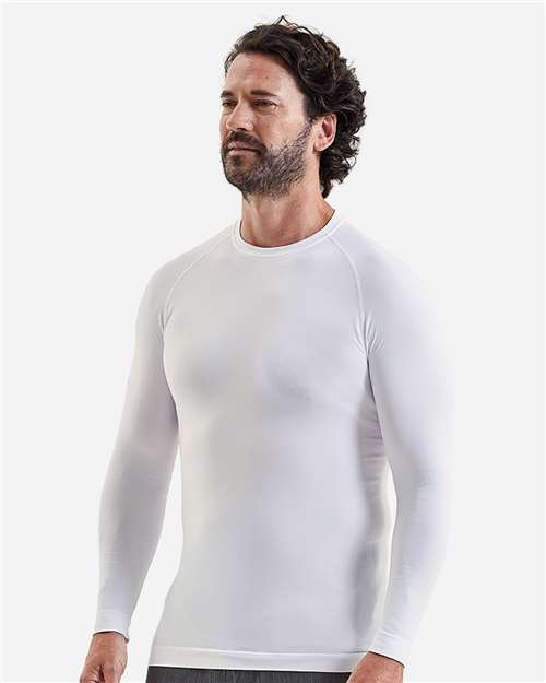 Onna NN270 Men's Unstoppable Fresh Long Sleeve Underscrub Base Layer T-Shirt - White - model side