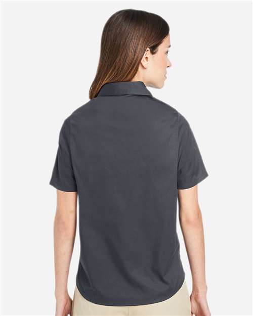 Harriton M585W Women's Advantage IL Short Sleeve Dress Shirt - Dark Charcoal - model back