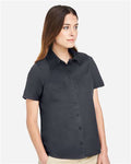 Harriton M585W Women's Advantage IL Short Sleeve Dress Shirt - Dark Charcoal - model side