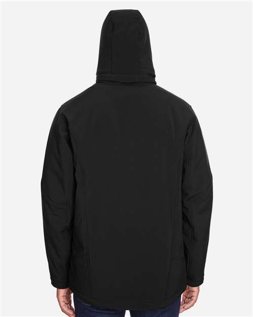 North End 88159 Men's Glacier Insulated Three-Layer Fleece Soft Shell Hood Jacket with Detachable Hood - Black - model back