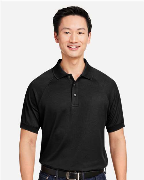 Harriton M208 Men's Charge Snag and Soil Protect Polo - Black - model front