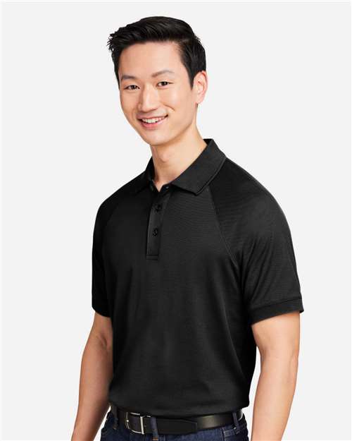 Harriton M208 Men's Charge Snag and Soil Protect Polo - Black - model side