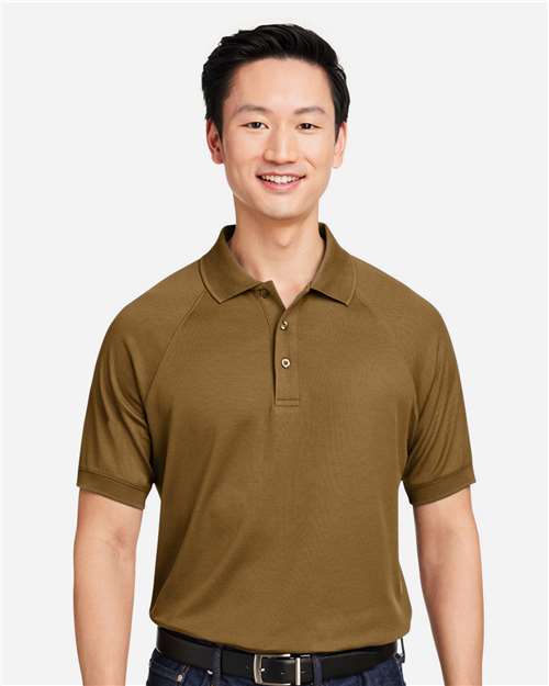 Harriton M208 Men's Charge Snag and Soil Protect Polo - Coyote Brown - model front