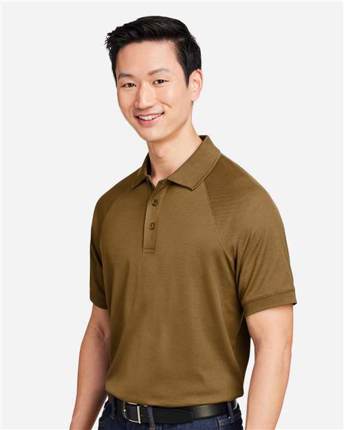 Harriton M208 Men's Charge Snag and Soil Protect Polo - Coyote Brown - model side