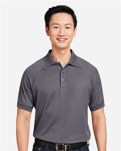 Harriton M208 Men's Charge Snag and Soil Protect Polo - Dark Charcoal - model front
