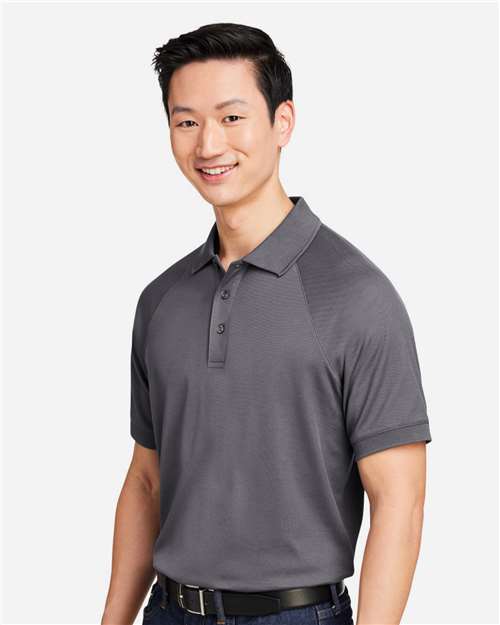 Harriton M208 Men's Charge Snag and Soil Protect Polo - Dark Charcoal - model side