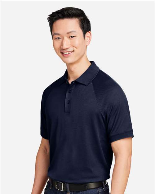 Harriton M208 Men's Charge Snag and Soil Protect Polo - Dark Navy - model side