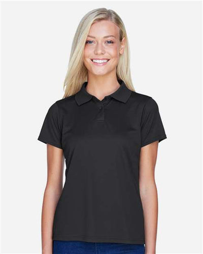 Harriton M315W Women's Polyester Jersey Polo - Black - model front